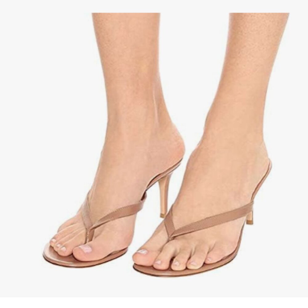 XYD Nude Thong Sandals Mid Heel Flip Flops Open Toe Daily Wearing Slippers